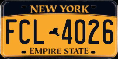 NY license plate FCL4026