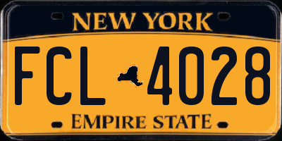 NY license plate FCL4028