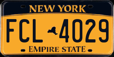 NY license plate FCL4029
