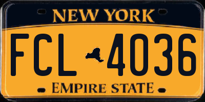 NY license plate FCL4036
