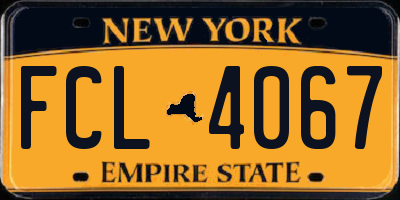 NY license plate FCL4067