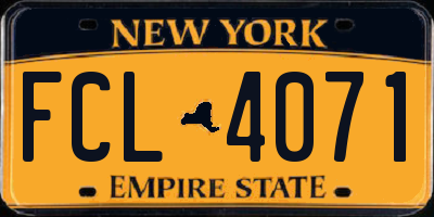NY license plate FCL4071