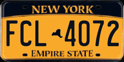 NY license plate FCL4072
