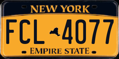 NY license plate FCL4077