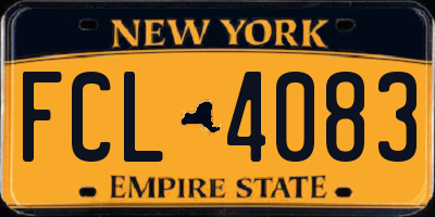 NY license plate FCL4083