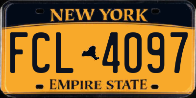 NY license plate FCL4097