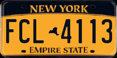 NY license plate FCL4113