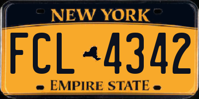 NY license plate FCL4342