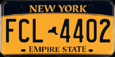 NY license plate FCL4402