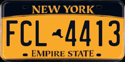 NY license plate FCL4413