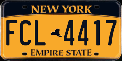 NY license plate FCL4417