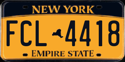 NY license plate FCL4418