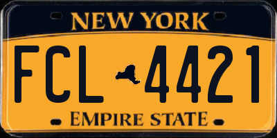 NY license plate FCL4421