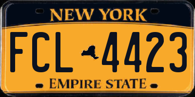 NY license plate FCL4423