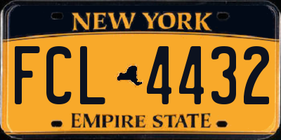 NY license plate FCL4432