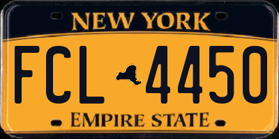 NY license plate FCL4450