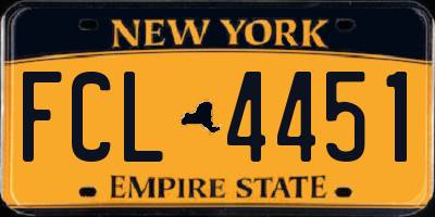 NY license plate FCL4451