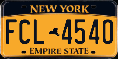 NY license plate FCL4540