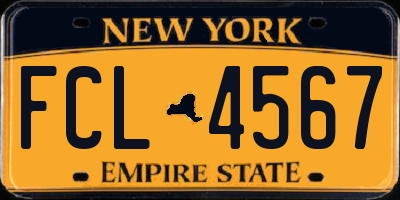 NY license plate FCL4567