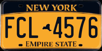 NY license plate FCL4576