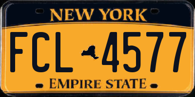 NY license plate FCL4577