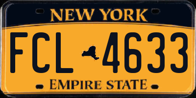 NY license plate FCL4633