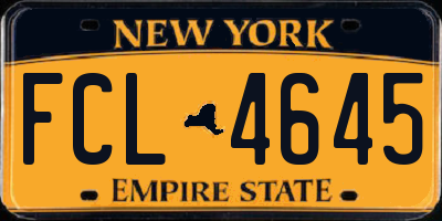 NY license plate FCL4645