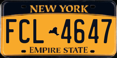 NY license plate FCL4647