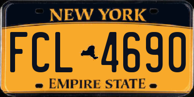 NY license plate FCL4690