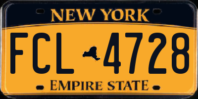 NY license plate FCL4728