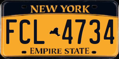 NY license plate FCL4734