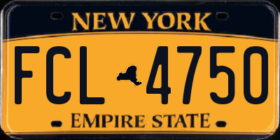 NY license plate FCL4750