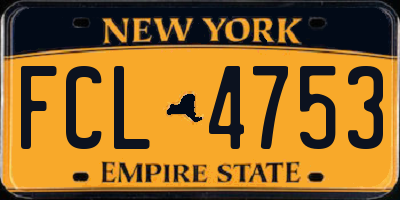NY license plate FCL4753