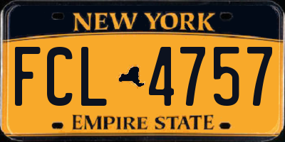 NY license plate FCL4757
