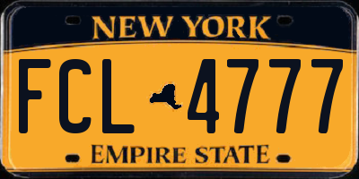 NY license plate FCL4777