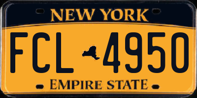 NY license plate FCL4950