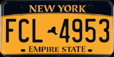 NY license plate FCL4953