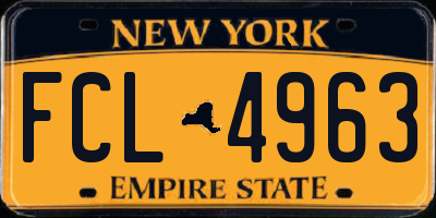 NY license plate FCL4963