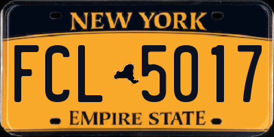 NY license plate FCL5017