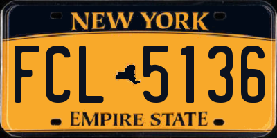 NY license plate FCL5136