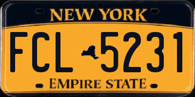 NY license plate FCL5231