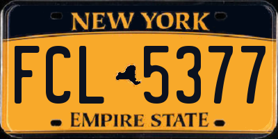 NY license plate FCL5377