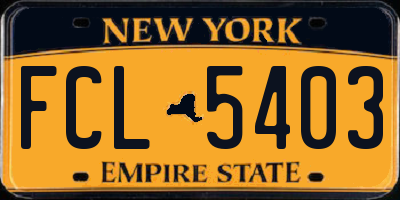 NY license plate FCL5403