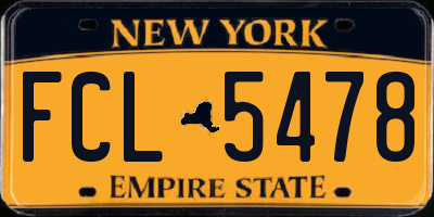NY license plate FCL5478
