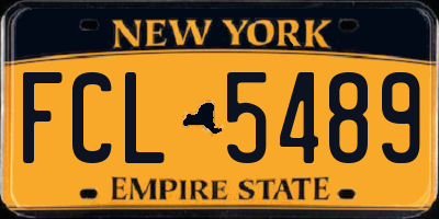 NY license plate FCL5489