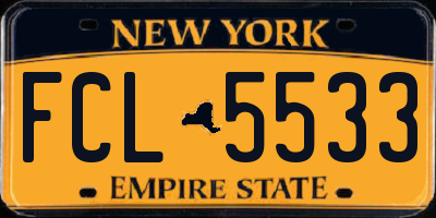 NY license plate FCL5533