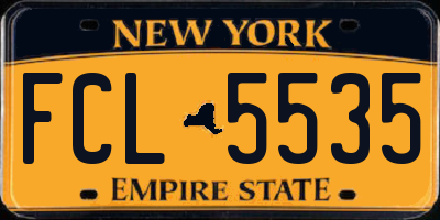 NY license plate FCL5535