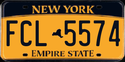NY license plate FCL5574