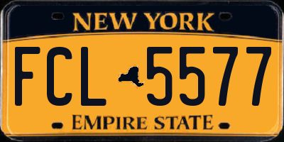 NY license plate FCL5577