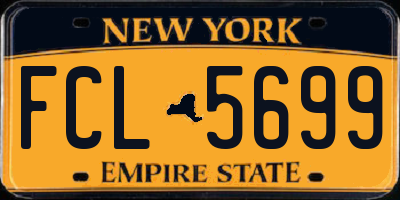 NY license plate FCL5699